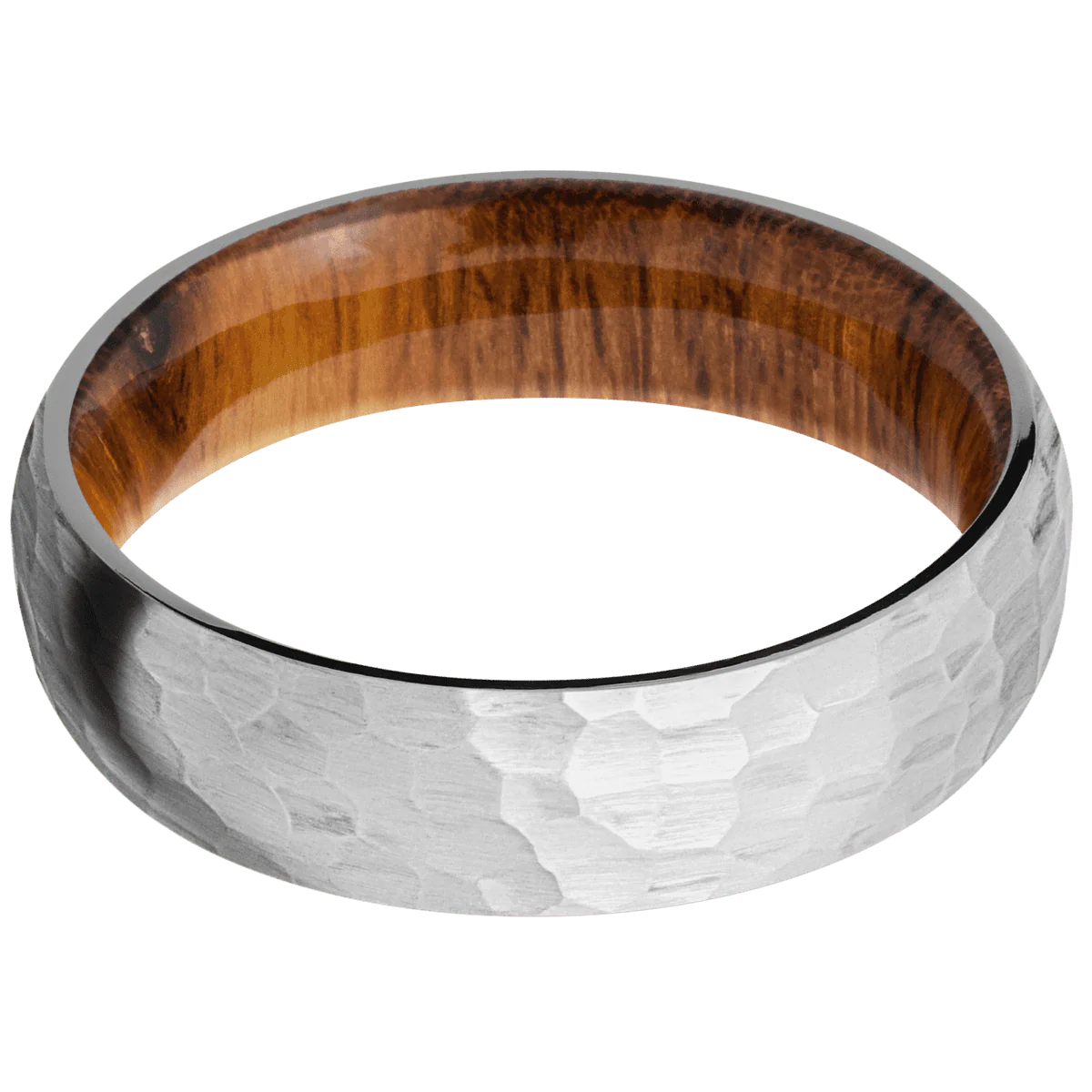 10K White Gold + Hammer Finish + Desert Iron Wood - Image 3