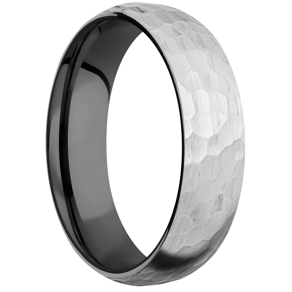 10K White Gold + Hammer Finish + Zirconium