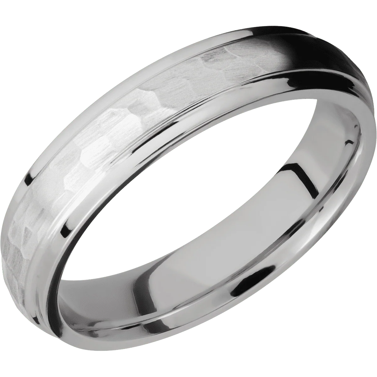 10K White Gold + Hammer , Polish Finish - Image 2