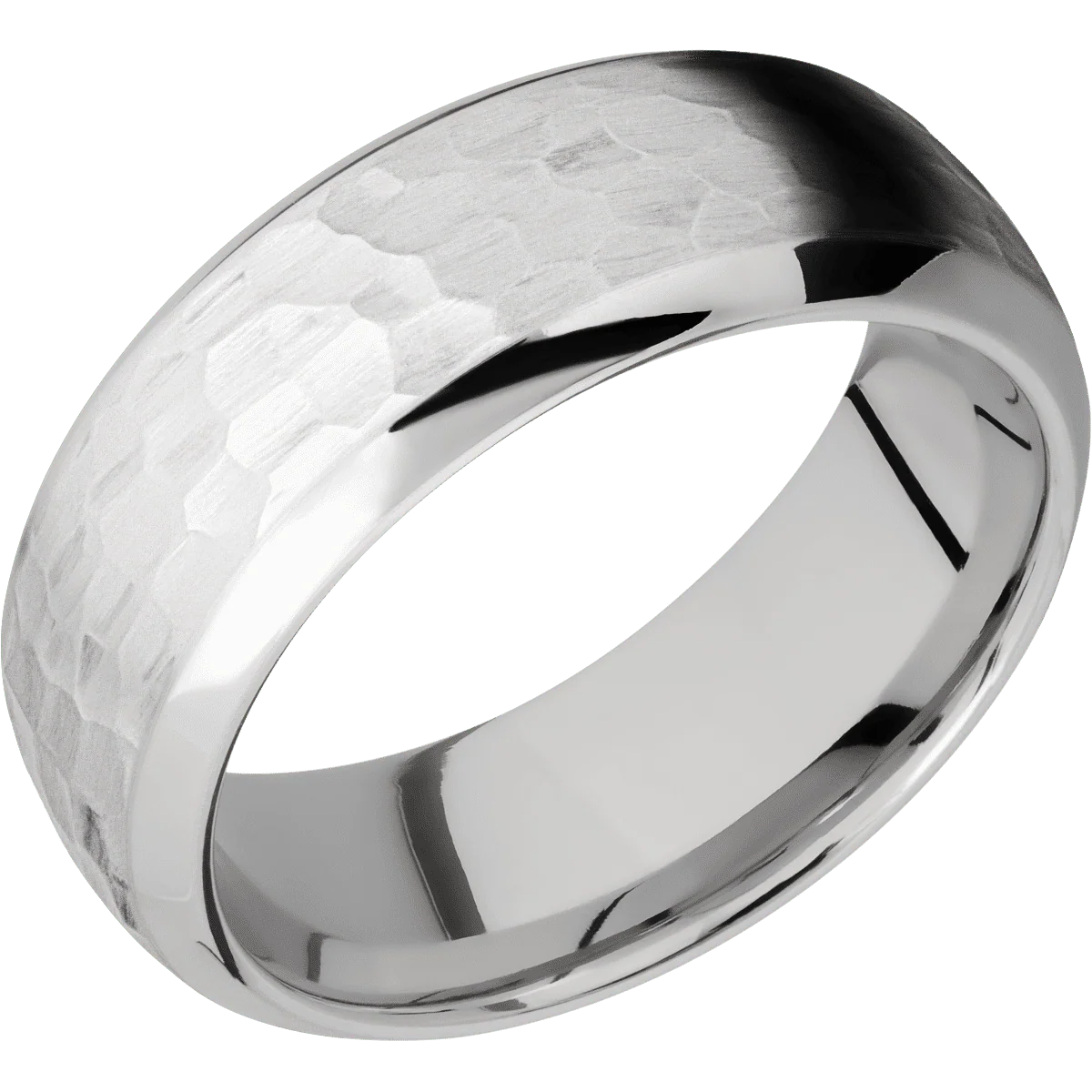 10K White Gold + Hammer , Polish Finish - Image 2