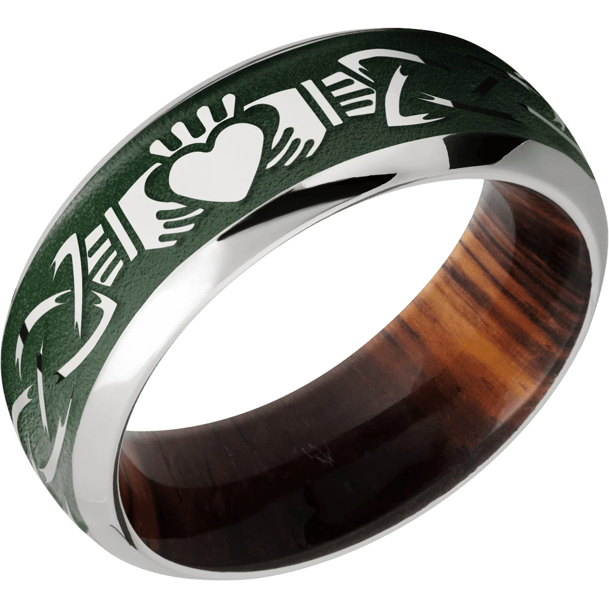 10K White Gold + Polish , Polish Finish + Cocobolo - Image 2