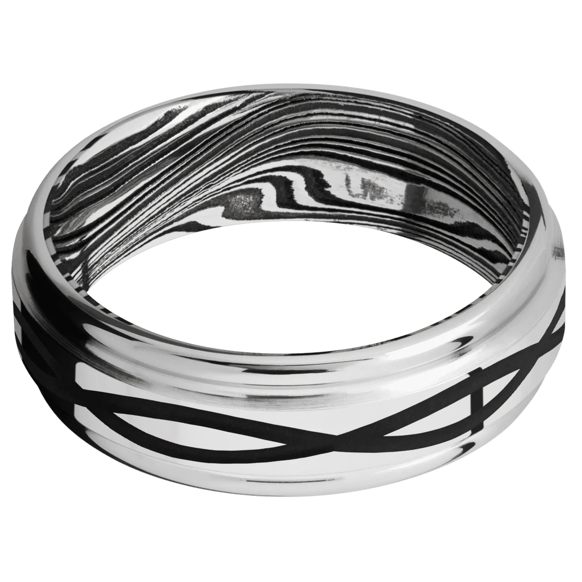 10K White Gold + Polish , Polish Finish + Marble - Image 3