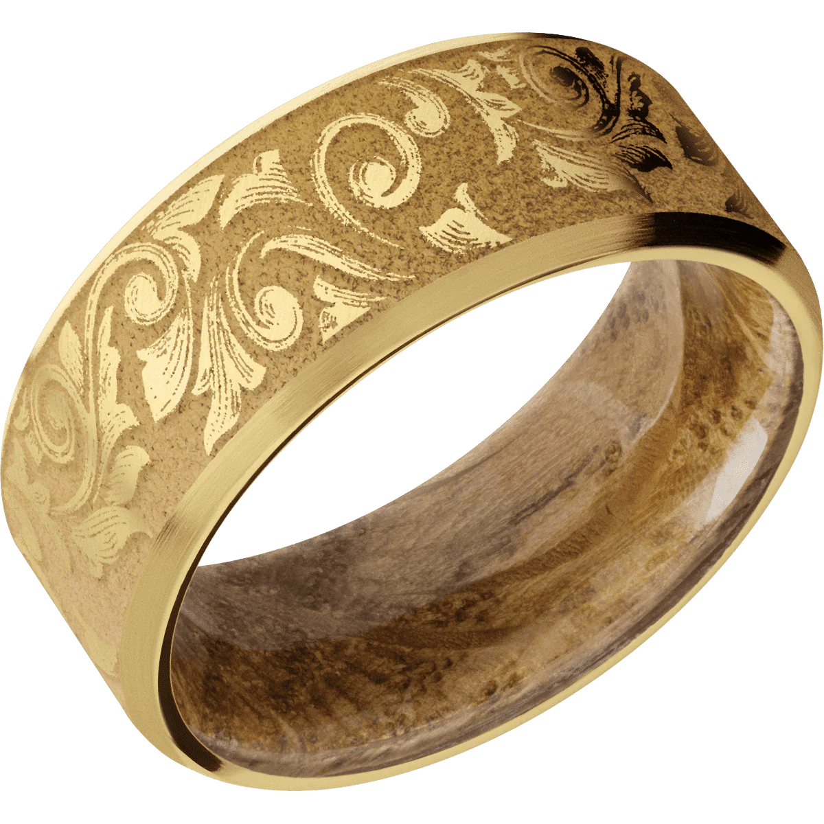 10K Yellow Gold + Anglesatin , Satin Finish + Whiskey Barrel - Image 2