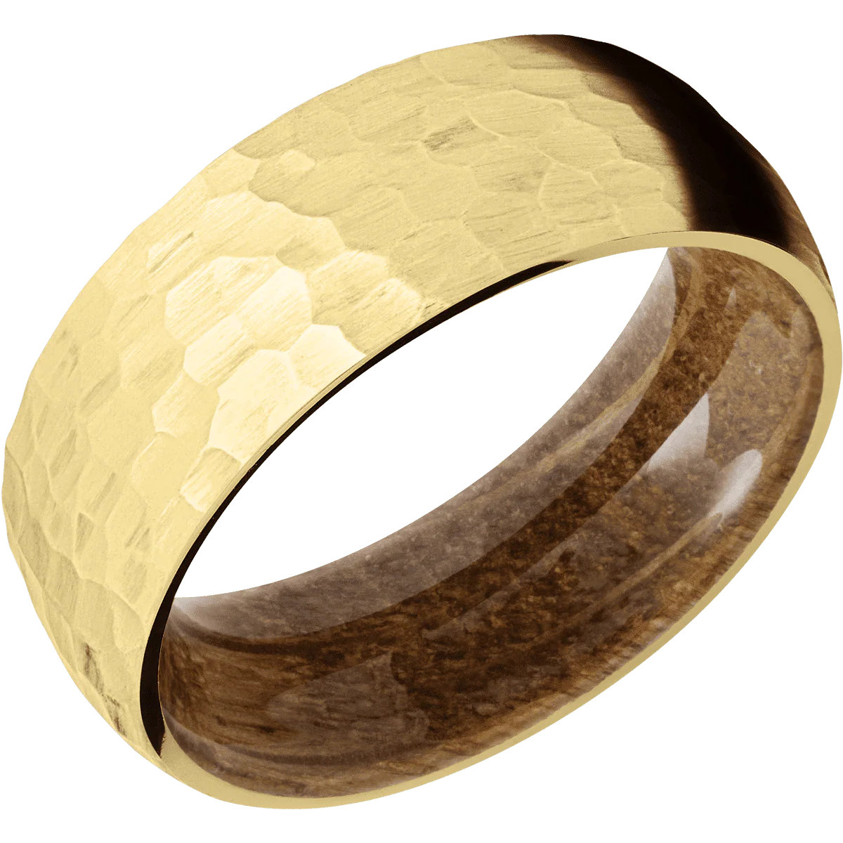 10K Yellow Gold + Hammer Finish + Whiskey Barrel - Image 2