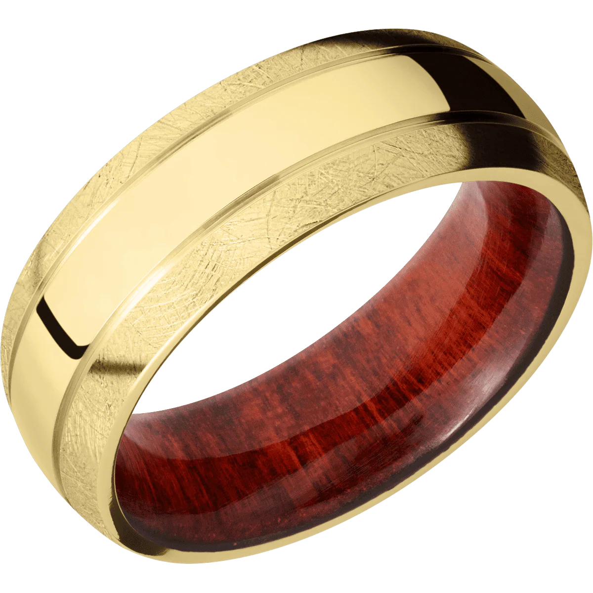 10K Yellow Gold + Polish , Distressed Finish + Red Heart - Image 2