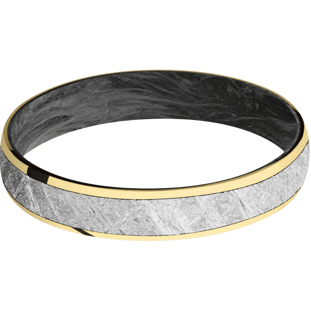 10K Yellow Gold + Polish Finish + Forged Carbon Fiber - Image 3