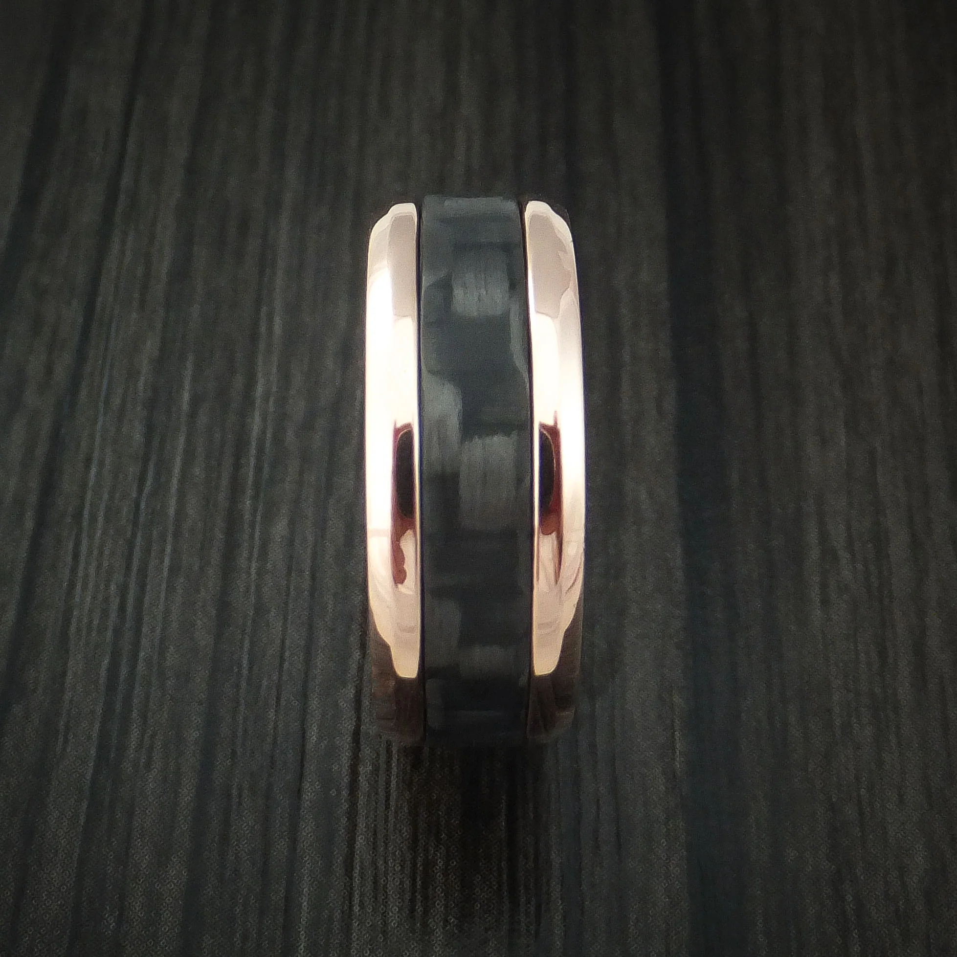 Rose Gold and Carbon Fiber Men's Ring Custom Made Band - Image 3