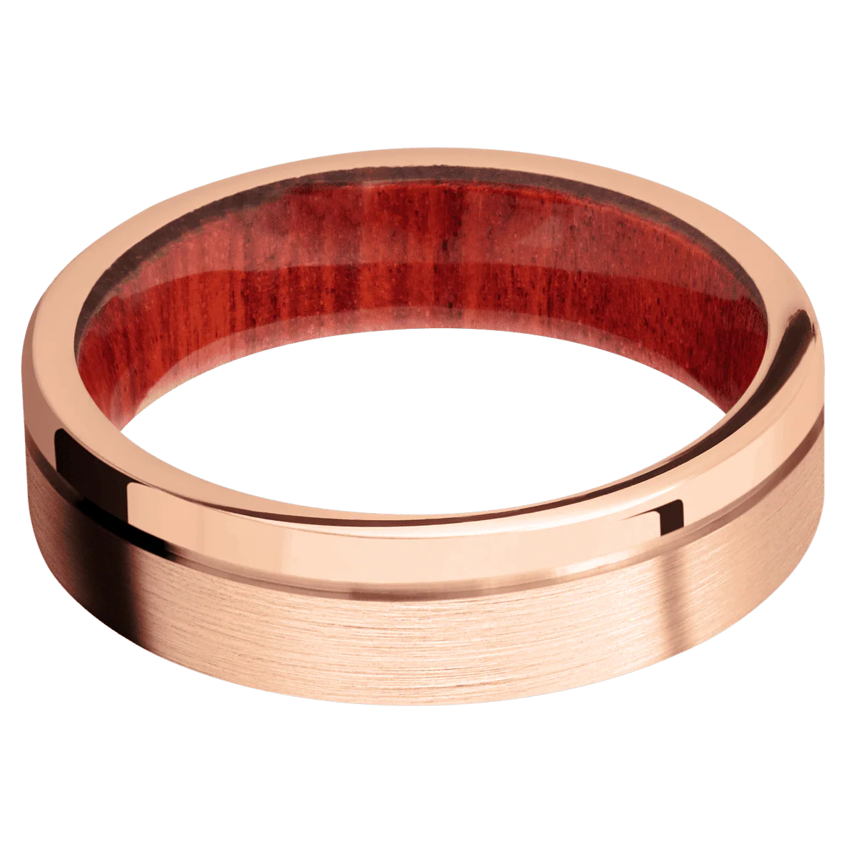 14K Rose Gold + Satin , Polish Finish + Red Heart - Image 3