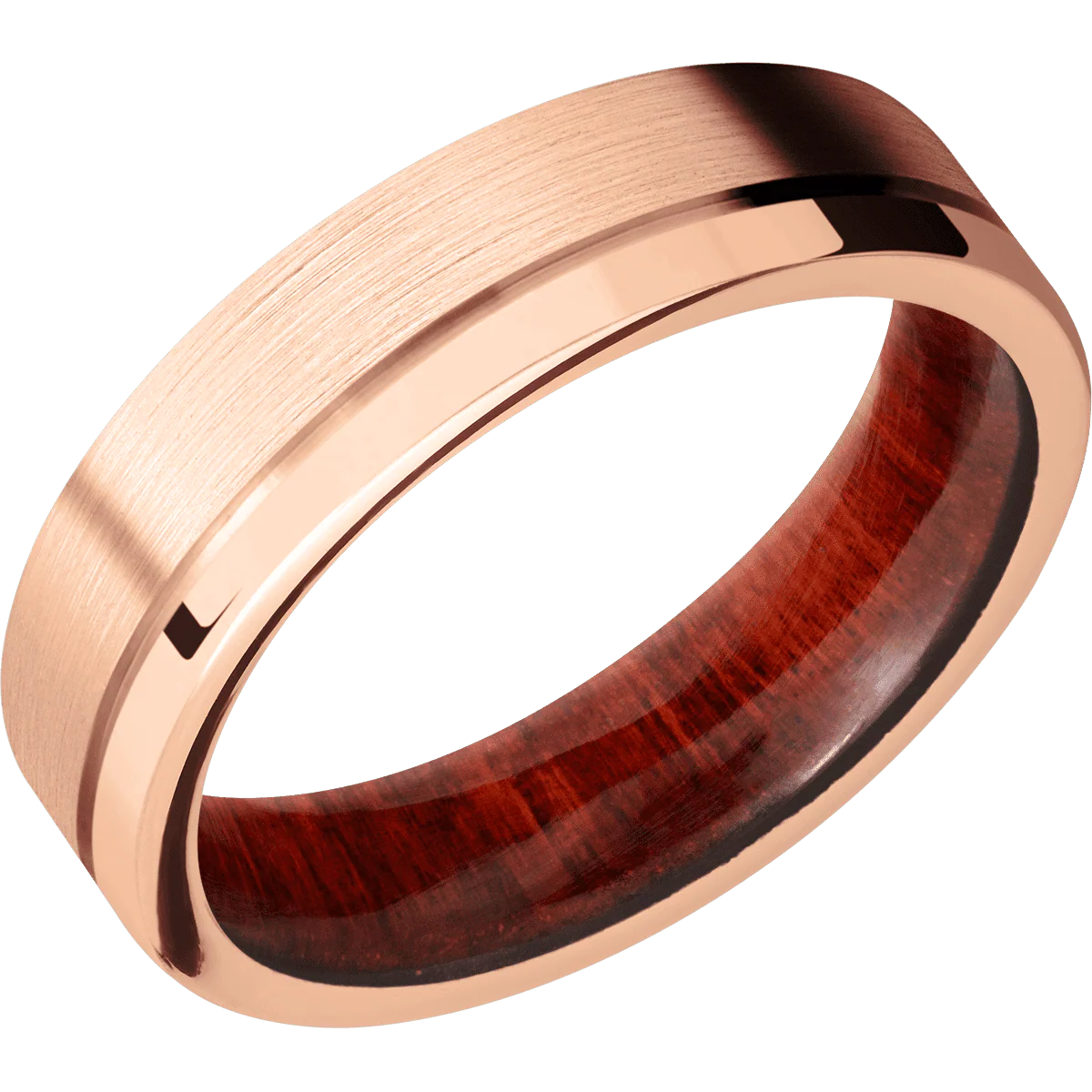 14K Rose Gold + Satin , Polish Finish + Red Heart - Image 2