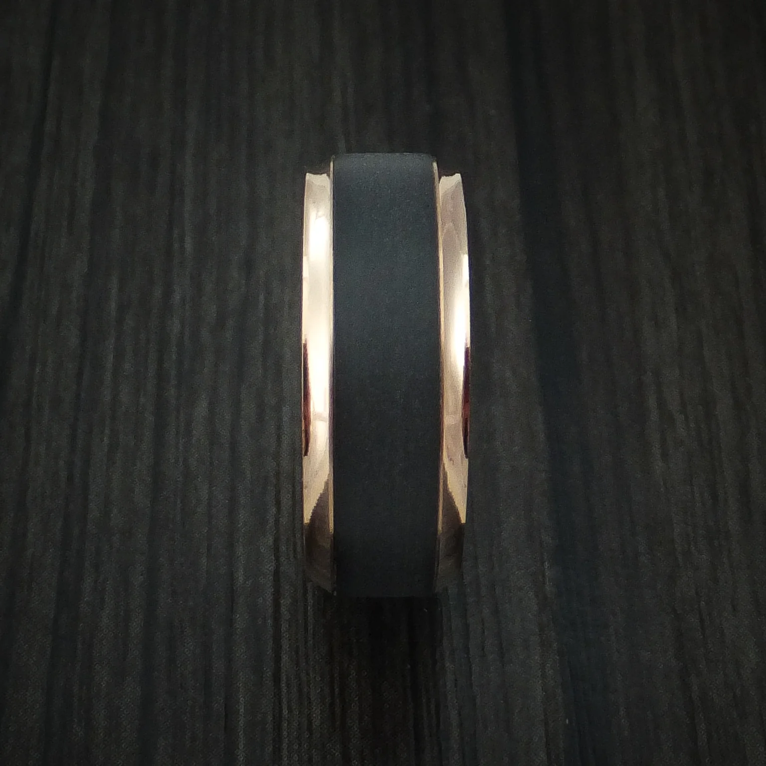 14K Rose Gold with Carbon Fiber Custom Made Men's Band - Image 3