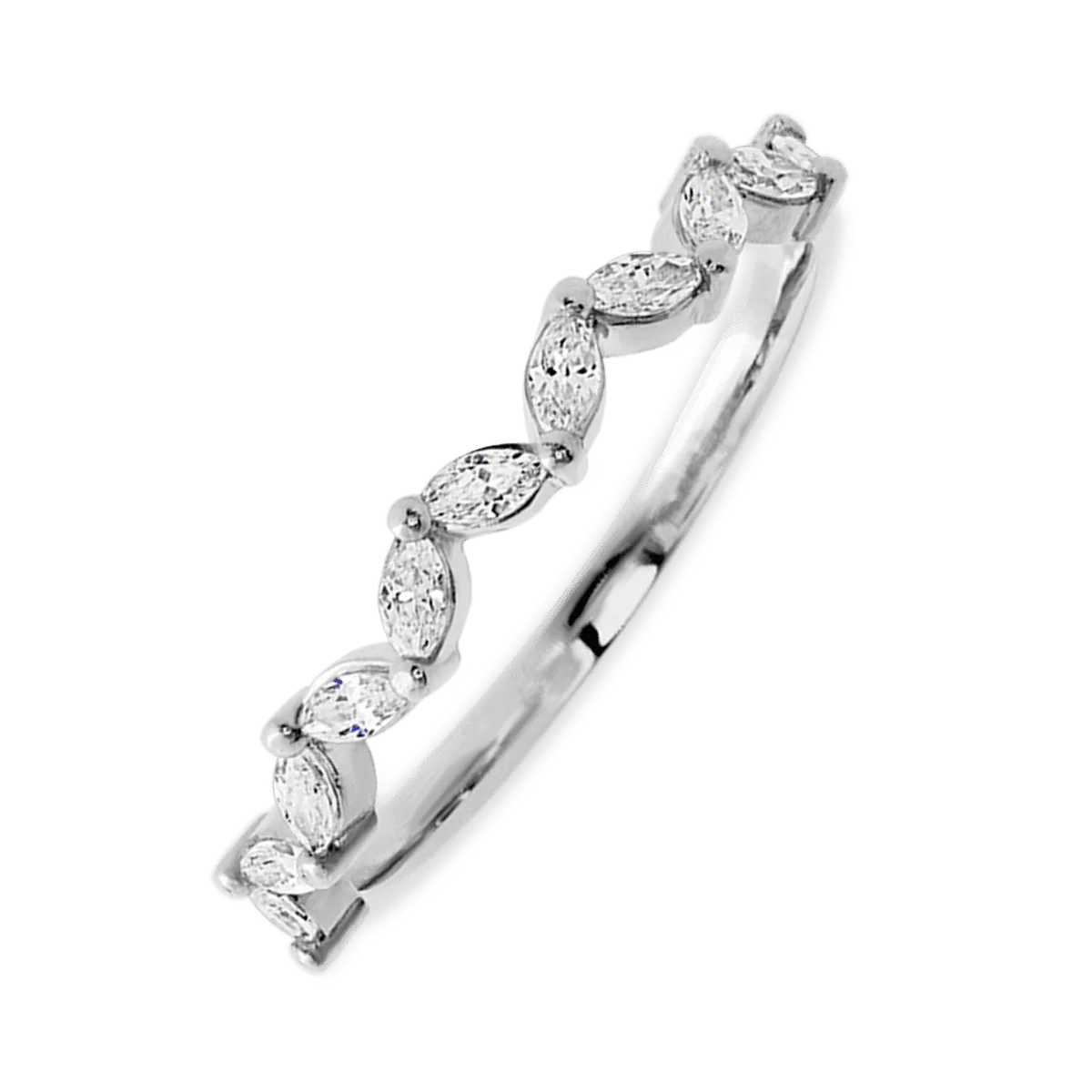 14K White Gold band with 11 Marquise Lab Grown Diamond having TCW-.33