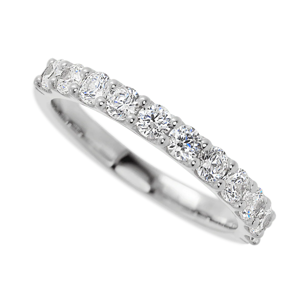 14K White Gold band with 11 Round Lab Grown Diamond having TCW-.77 - Image 3