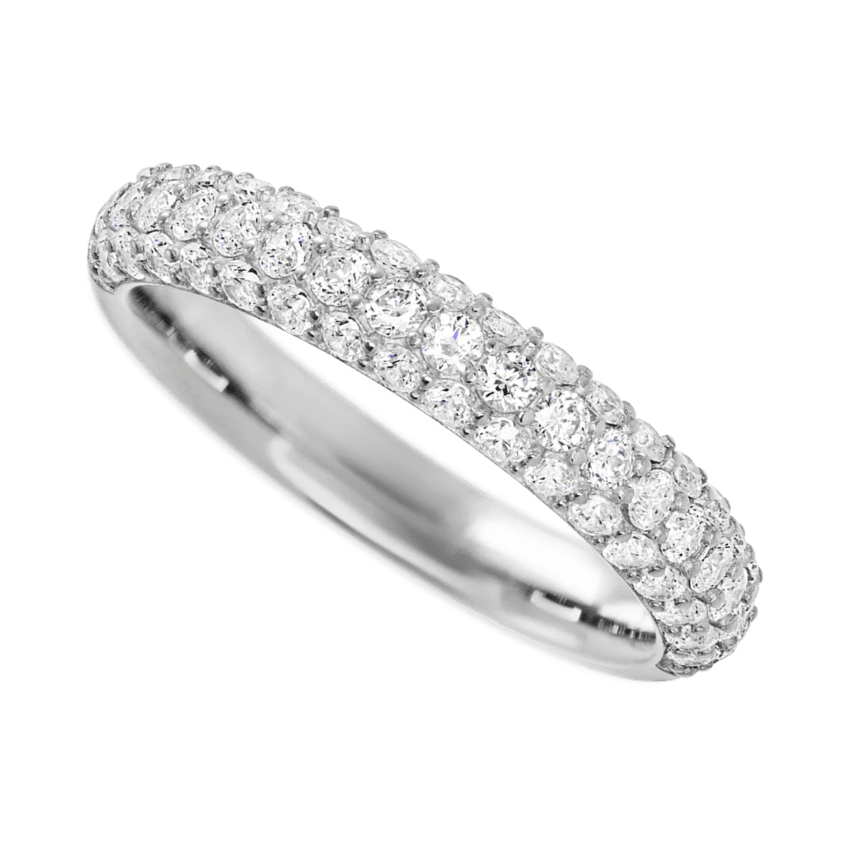 14K White Gold band with 18 Round and 34 Round Lab Grown Diamond having TCW-.87 - Image 3