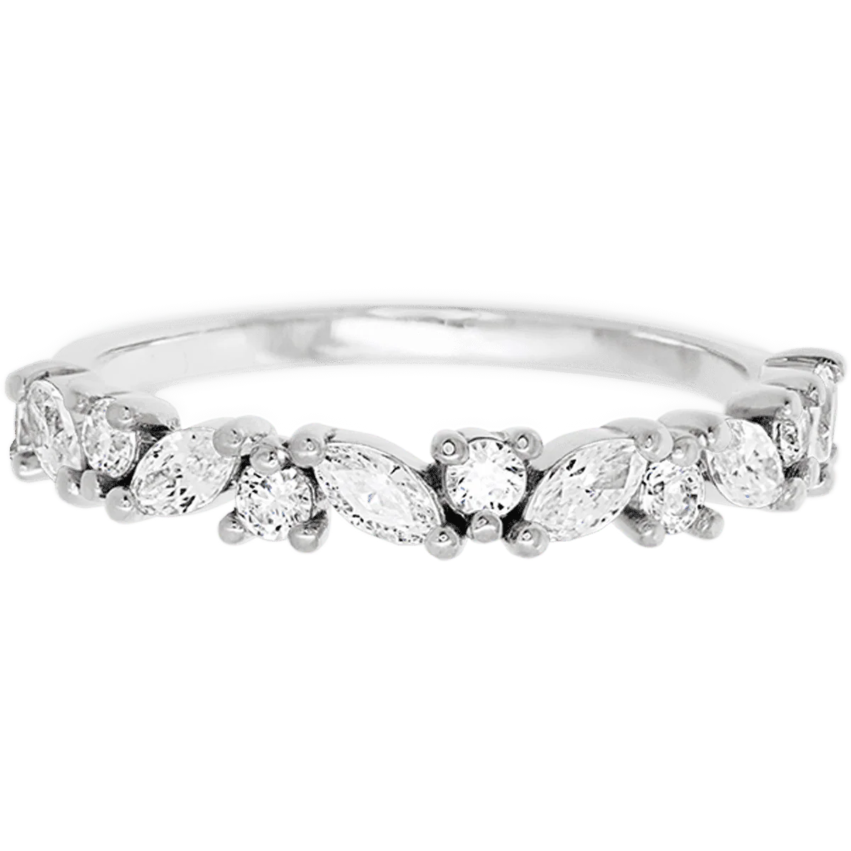 14K White Gold band with 7 Round and 6 Marquise Lab Grown Diamond having TCW-.81 - Image 2