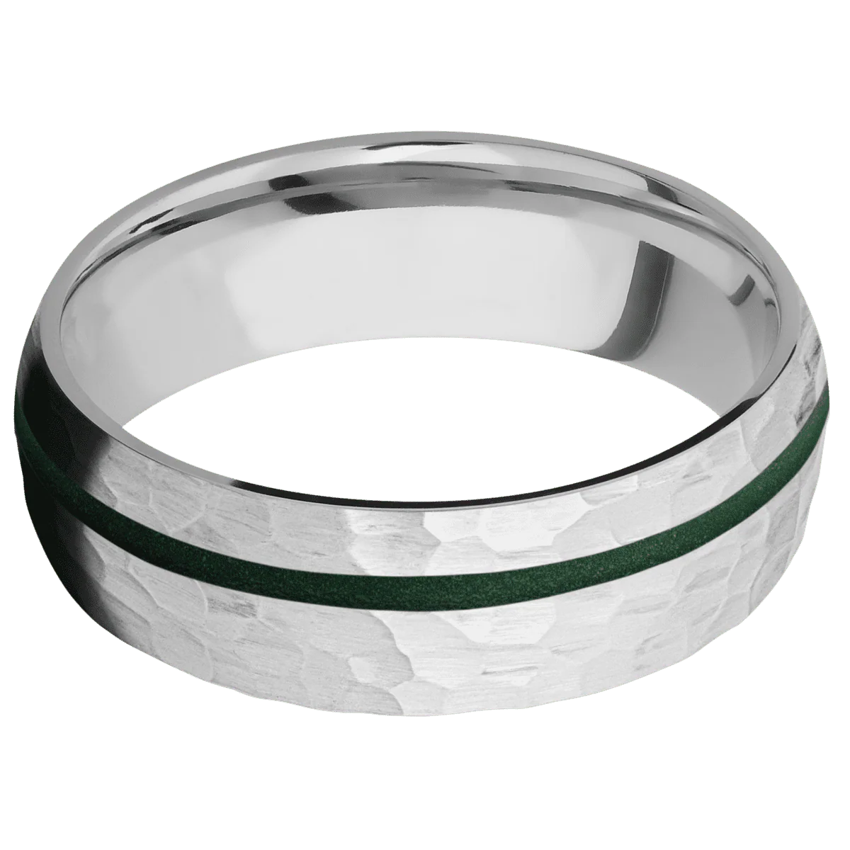 14K White Gold + Hammer , Hammer Finish - Image 3