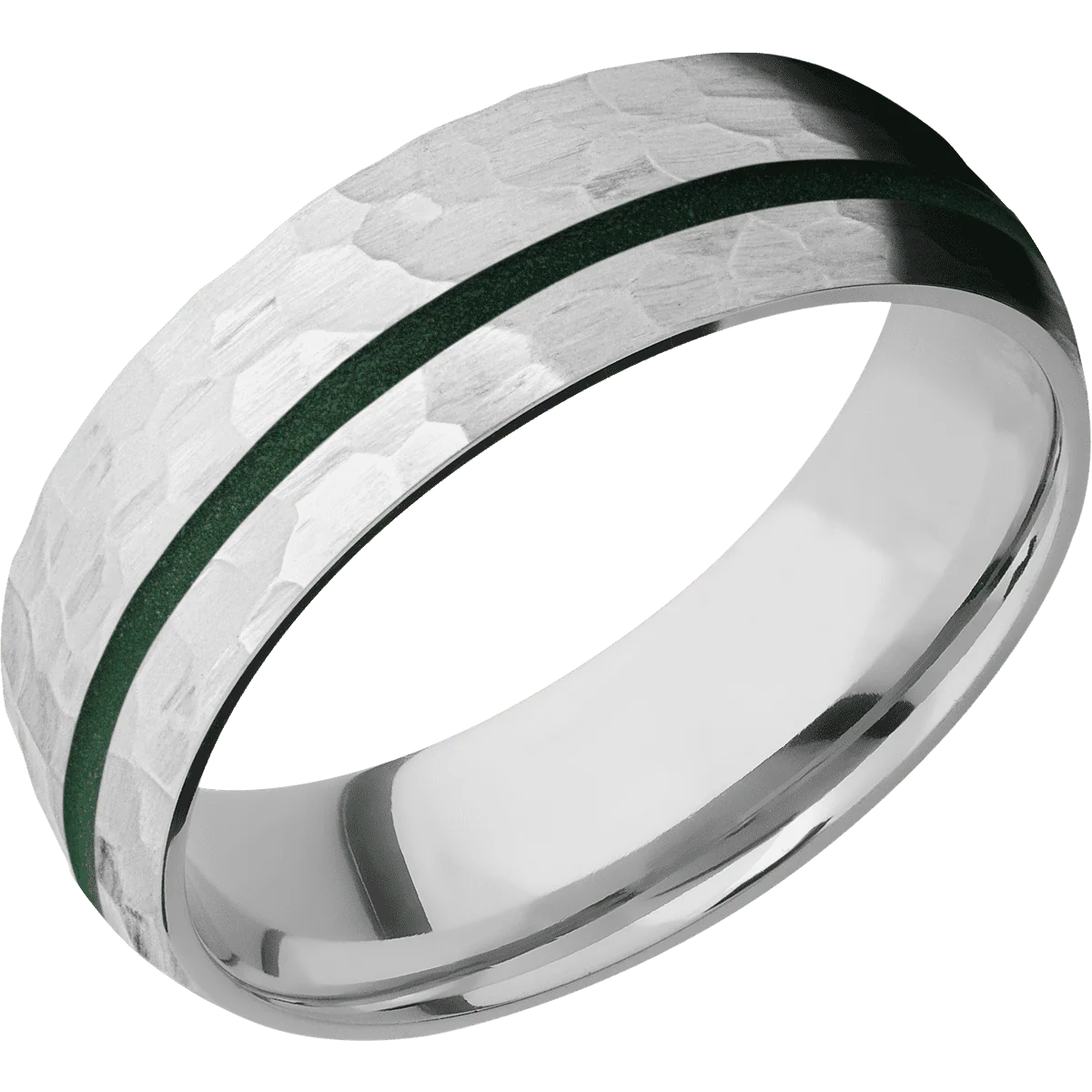 14K White Gold + Hammer , Hammer Finish - Image 2