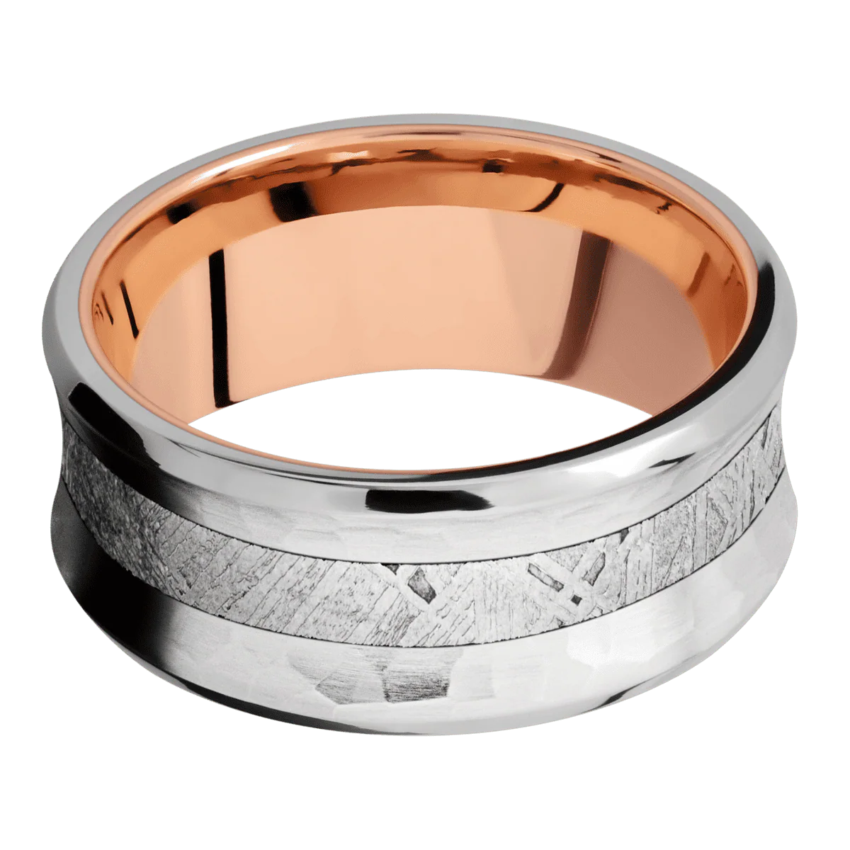 14K White Gold + Hammer , Polish Finish + 14K Rose Gold - Image 3