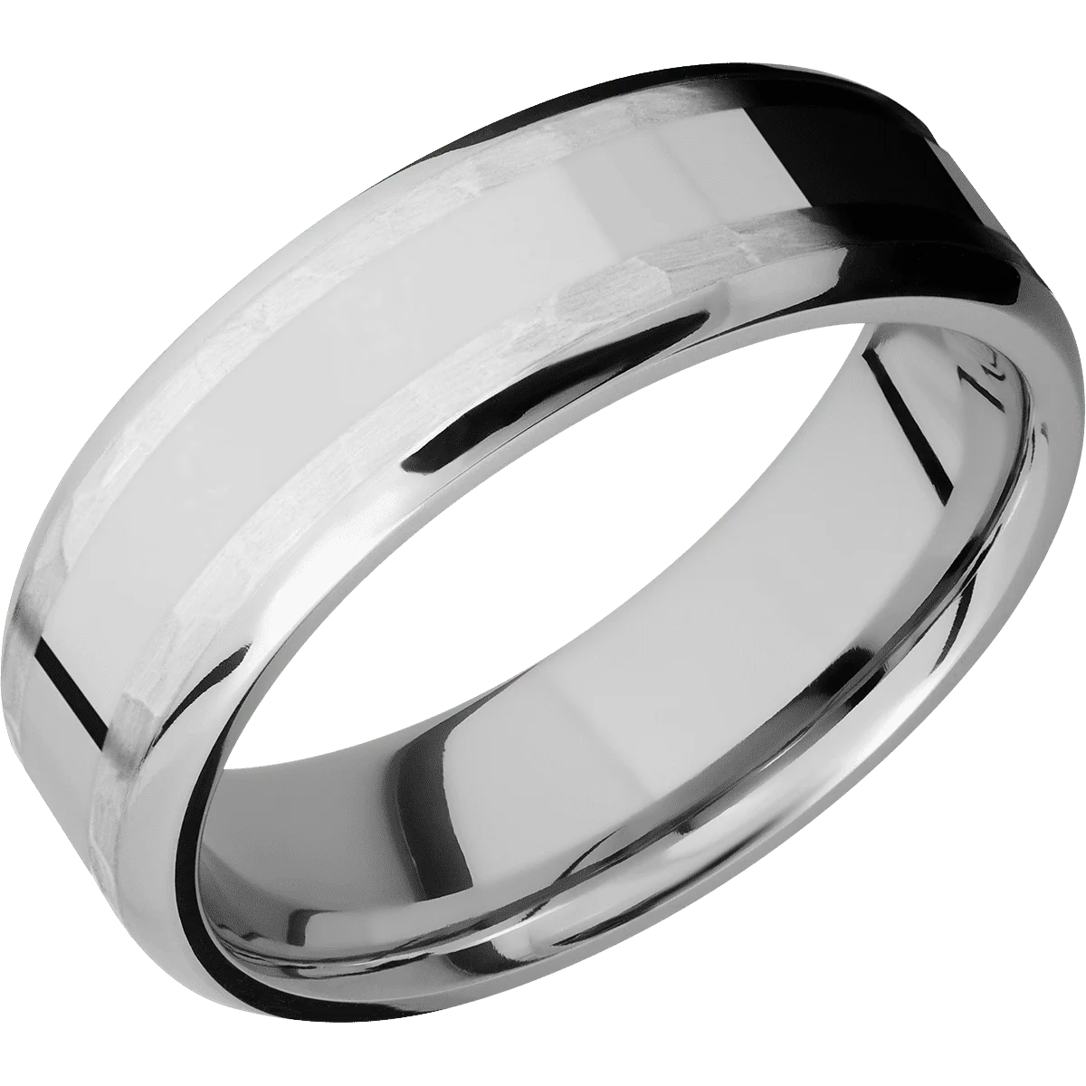 14K White Gold + Hammer , Polish Finish - Image 2