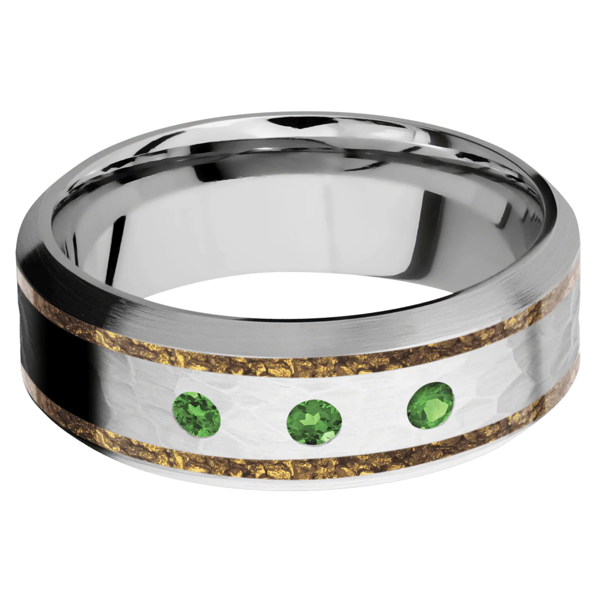 14K White Gold + Hammer , Satin Finish - Image 3