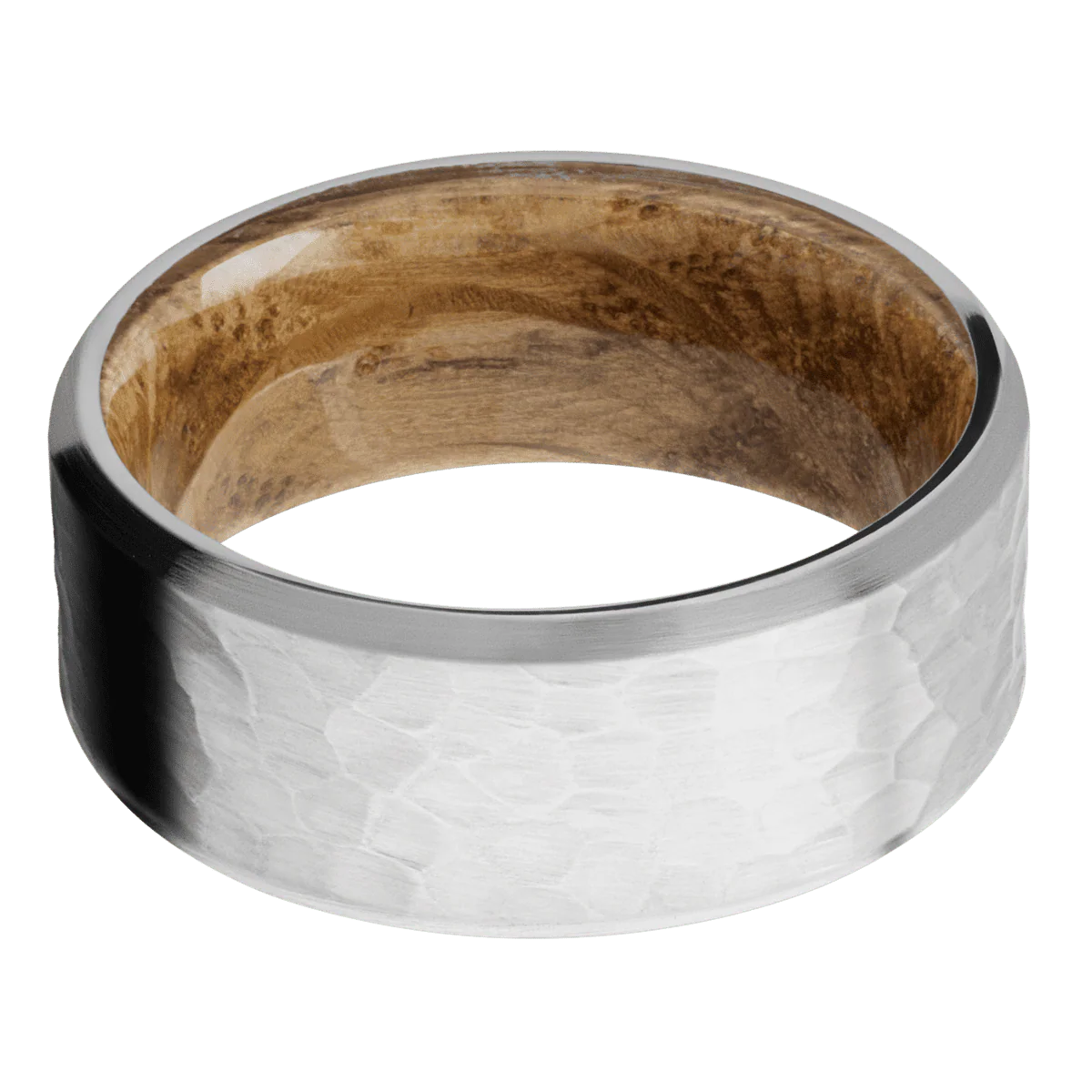 14K White Gold + Hammer , Satin Finish + Whiskey Barrel - Image 3