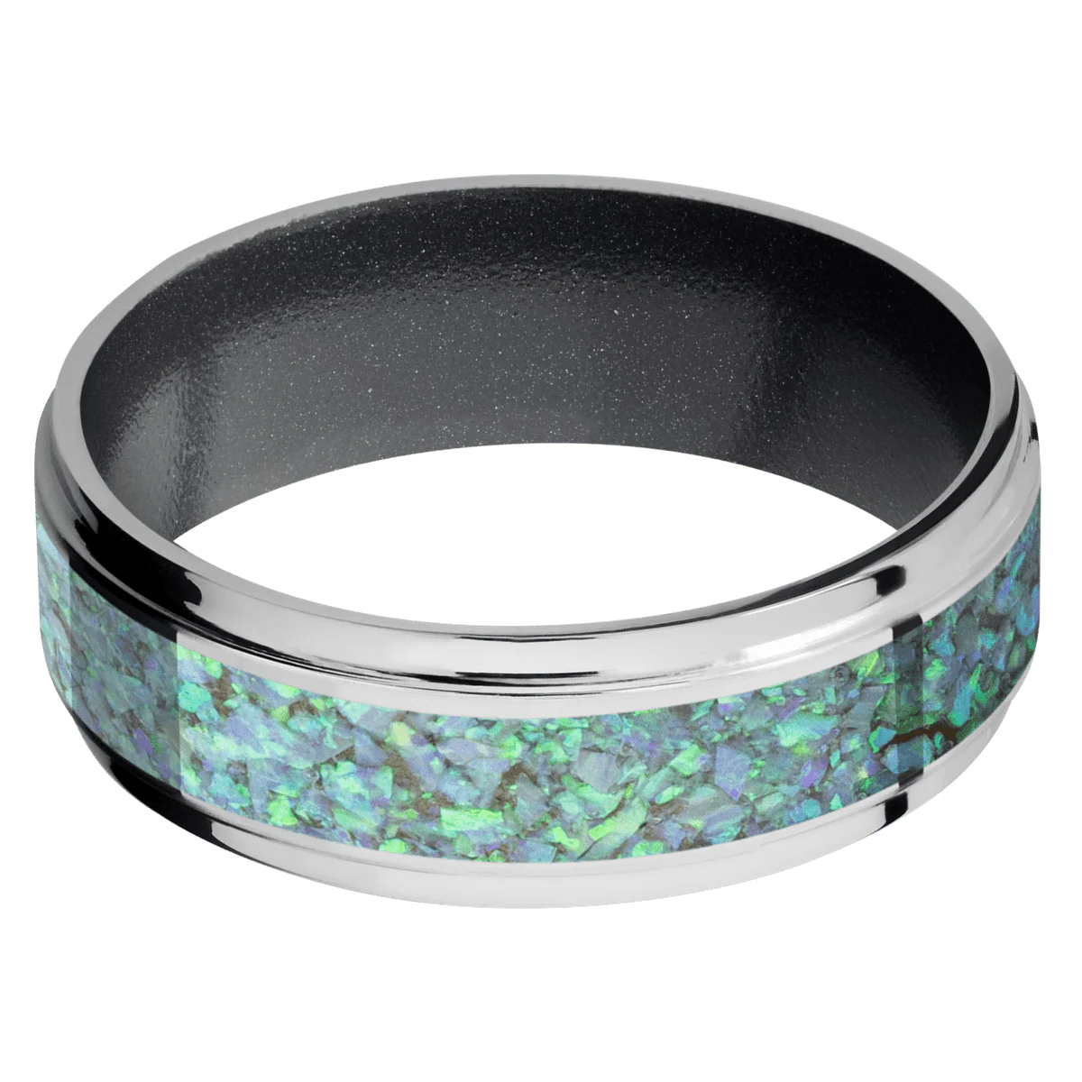 14K White Gold + Polish , Polish Finish + Dark Grey - Image 3