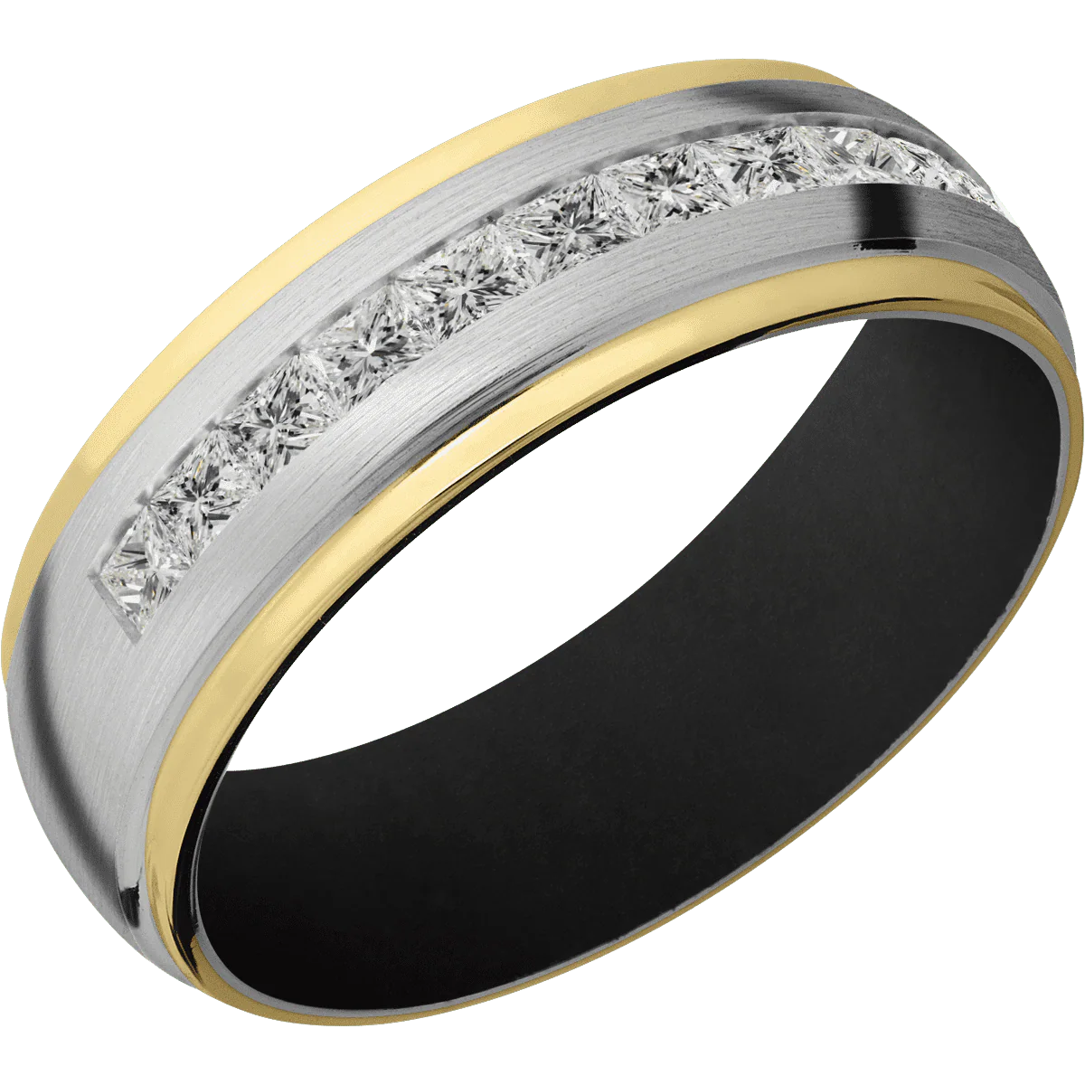 14K White Gold + Satin , Polish Finish + Black - Image 2
