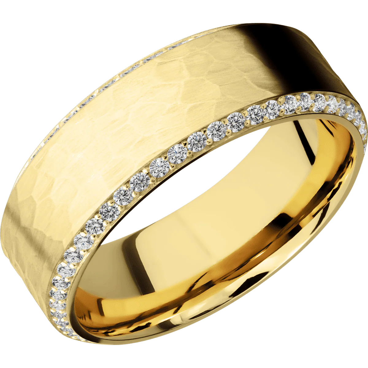 14K Yellow Gold + Hammer , Sand Finish - Image 2