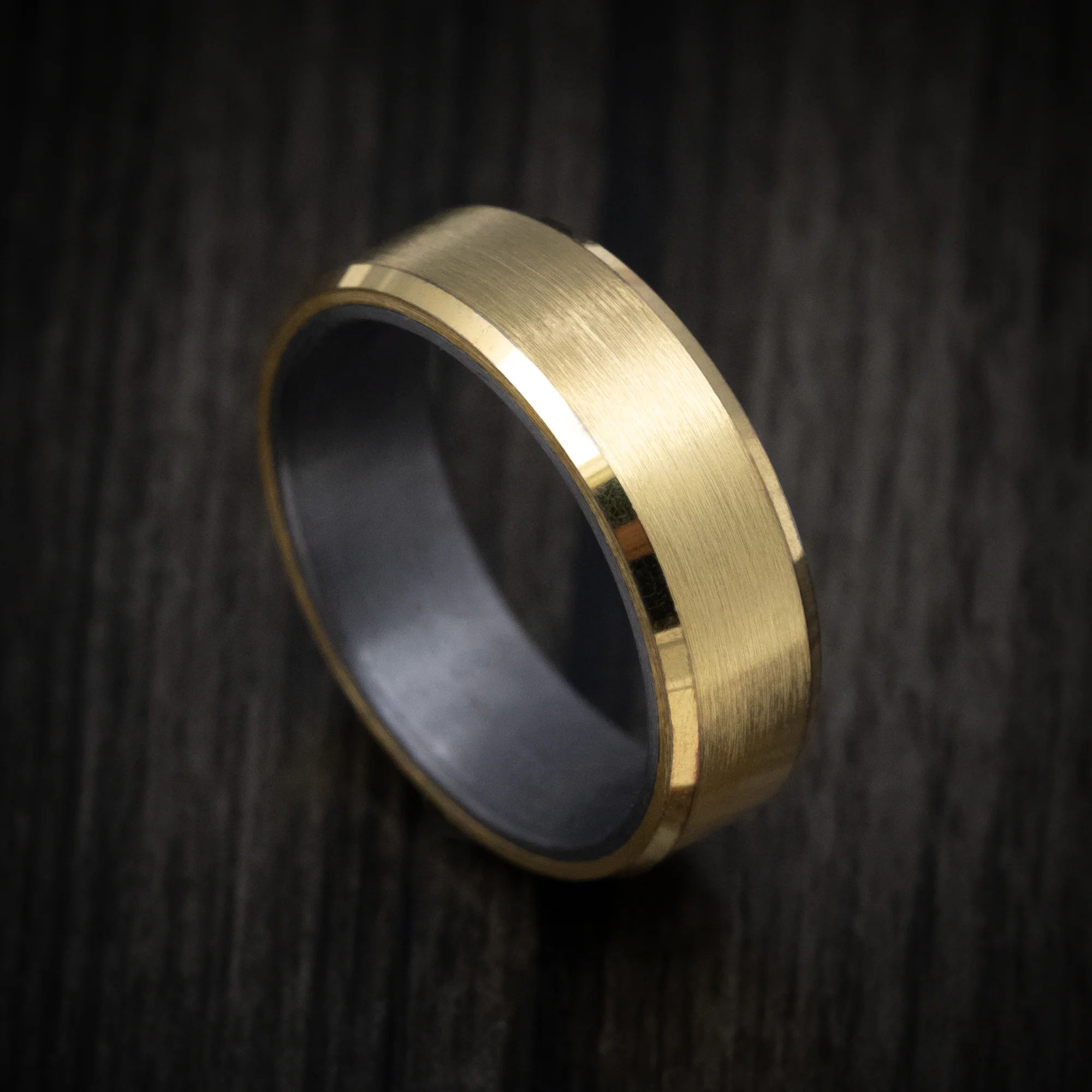 14K Yellow Gold Men's Ring with Tantalum Sleeve