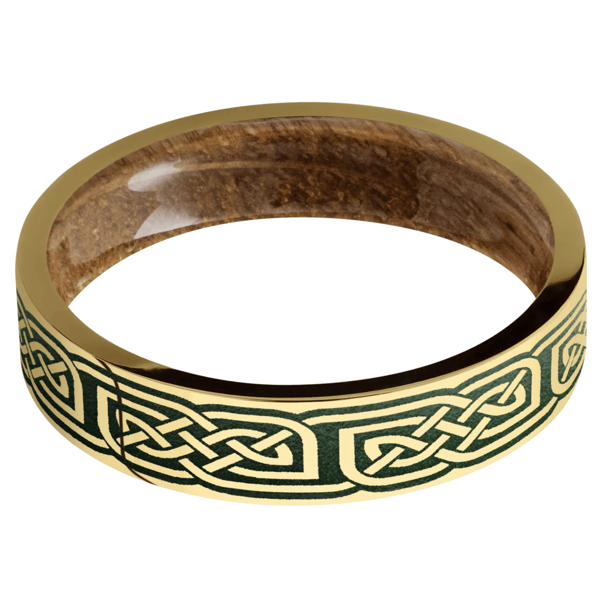 14K Yellow Gold + Polish Finish + Whiskey Barrel - Image 3