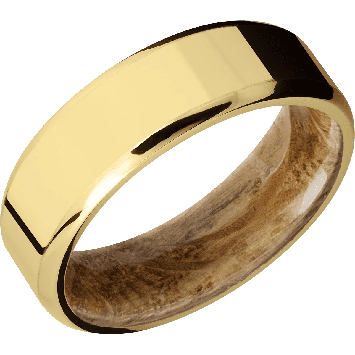 14K Yellow Gold + Polish , Polish Finish + Whiskey Barrel - Image 2