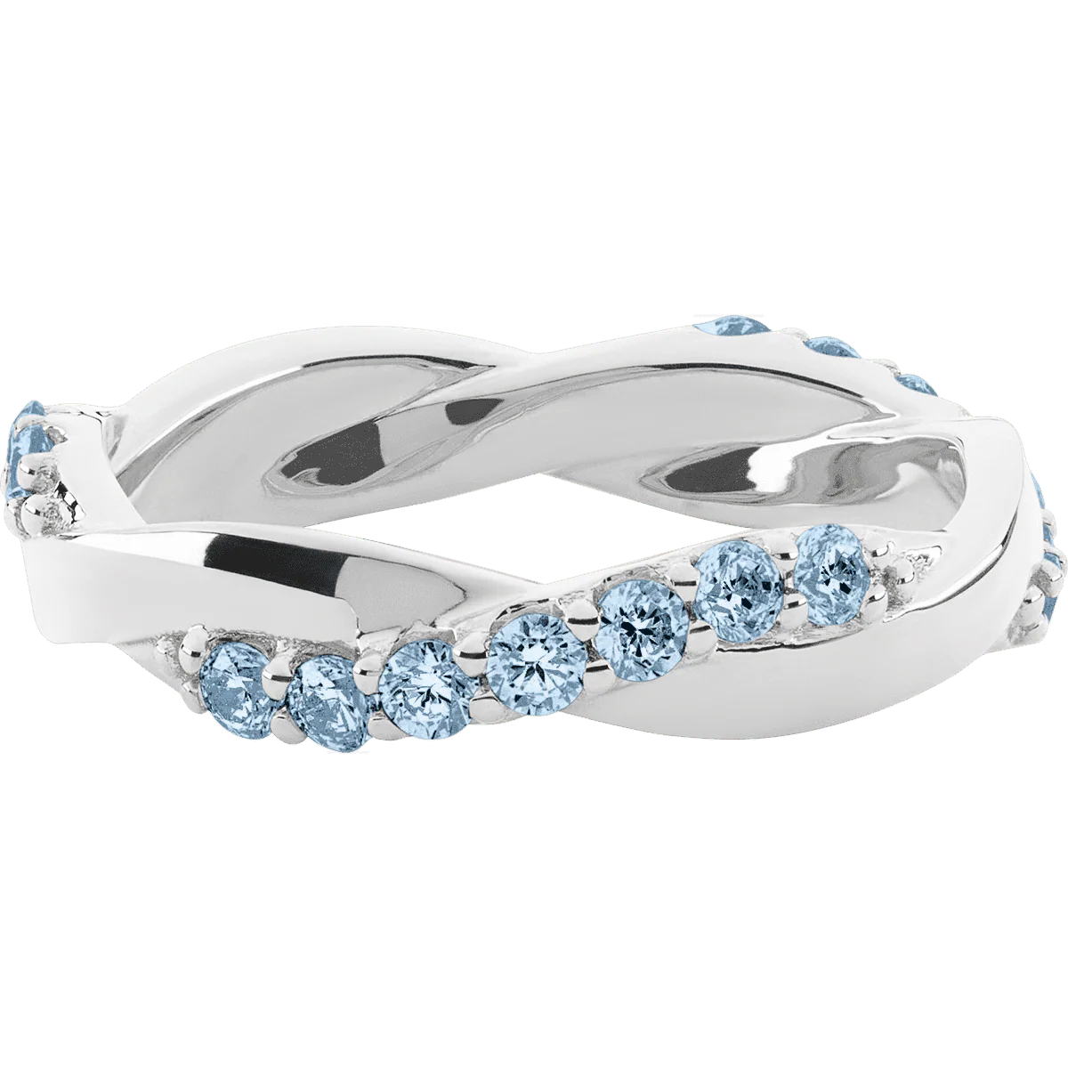 18K White Gold band with 21 Round Aqua Diamond having TCW-3 - Image 2
