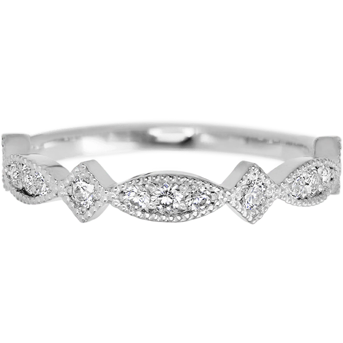 18K White Gold band with 4 Round, 3 Round and 6 Round Lab Grown Diamond having TCW-.23 - Image 2