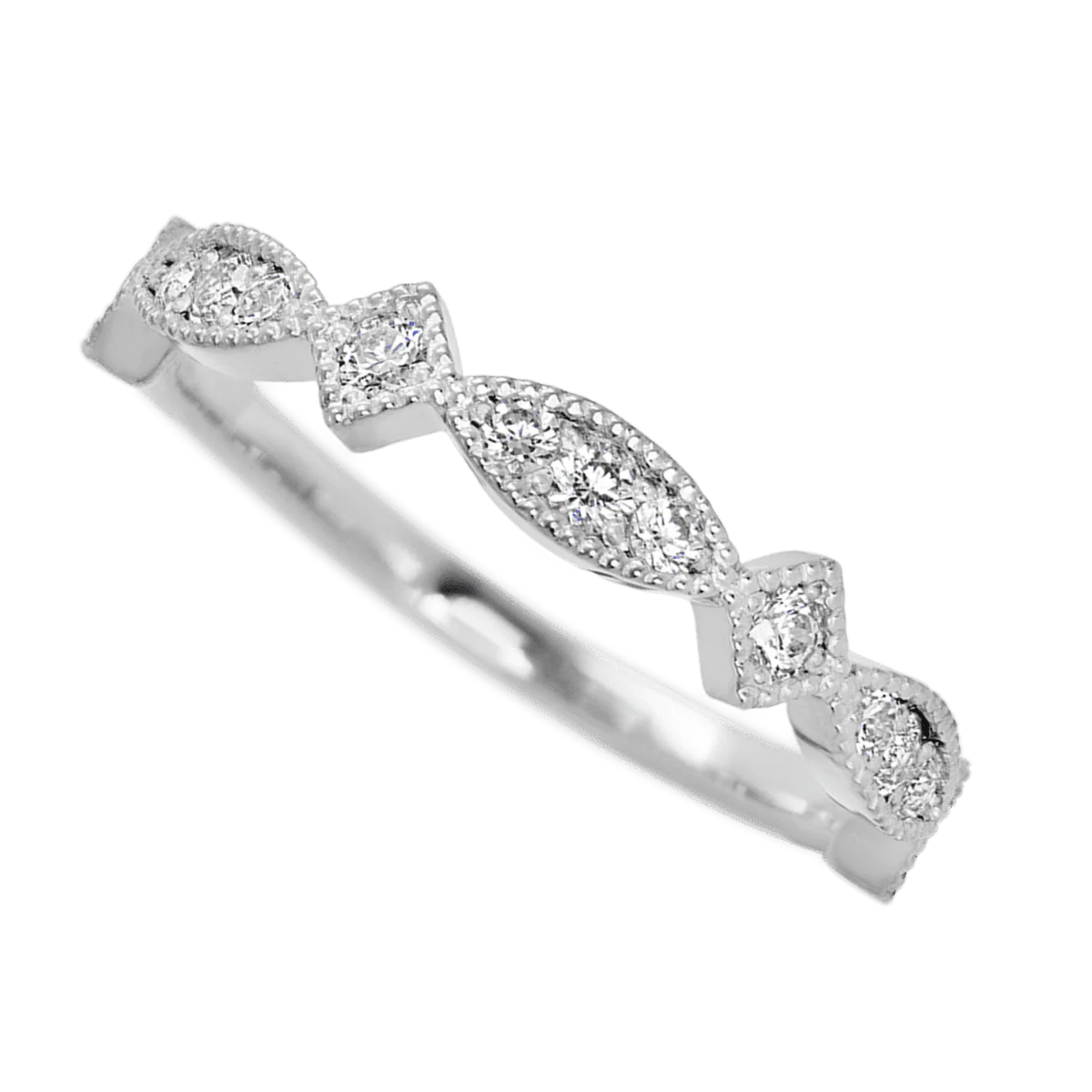 18K White Gold band with 4 Round, 3 Round and 6 Round Lab Grown Diamond having TCW-.23 - Image 3