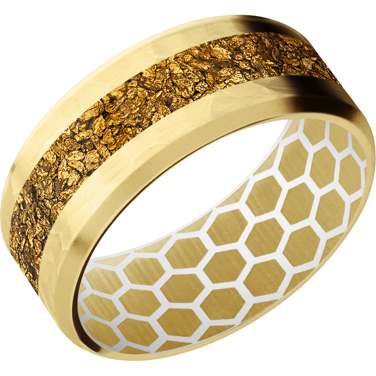 18K Yellow Gold + Hammer , Bead Finish + White - Image 2