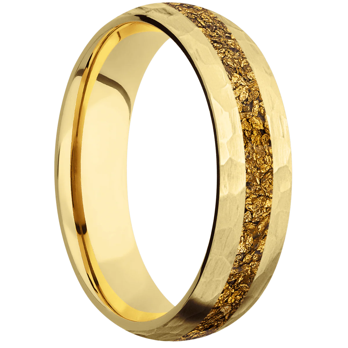 18K Yellow Gold + Hammer Finish