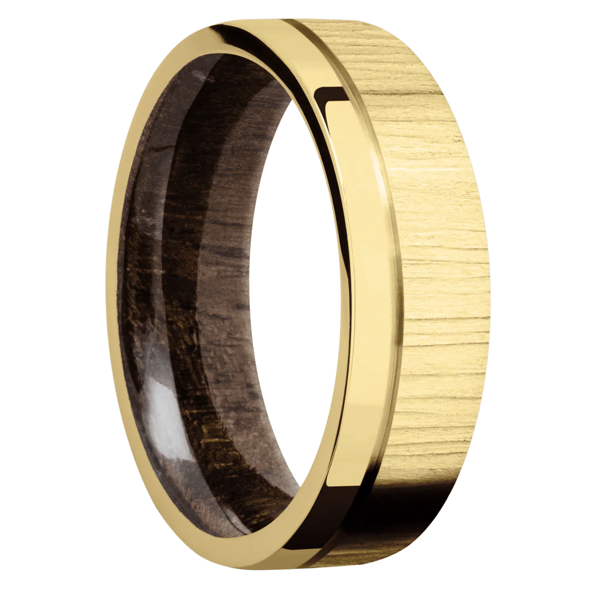 18K Yellow Gold + Treebark1 , Polish Finish + Walnut
