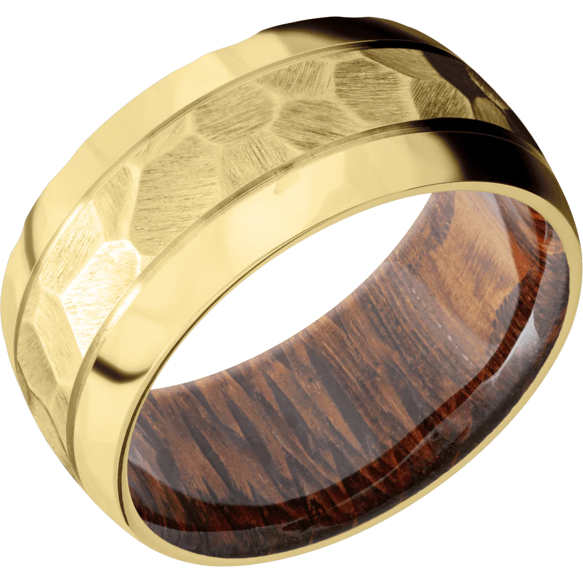 22K Yellow Gold + Rock , Rockpolish Finish + Leopard Wood - Image 2
