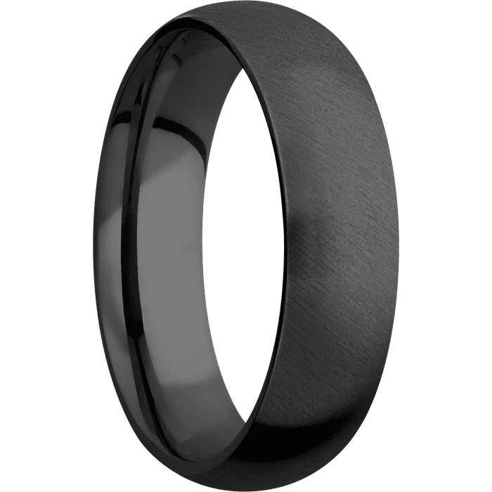 6mm wide Domed Black Titanium Ring with Angle Satin Finish - Image 2