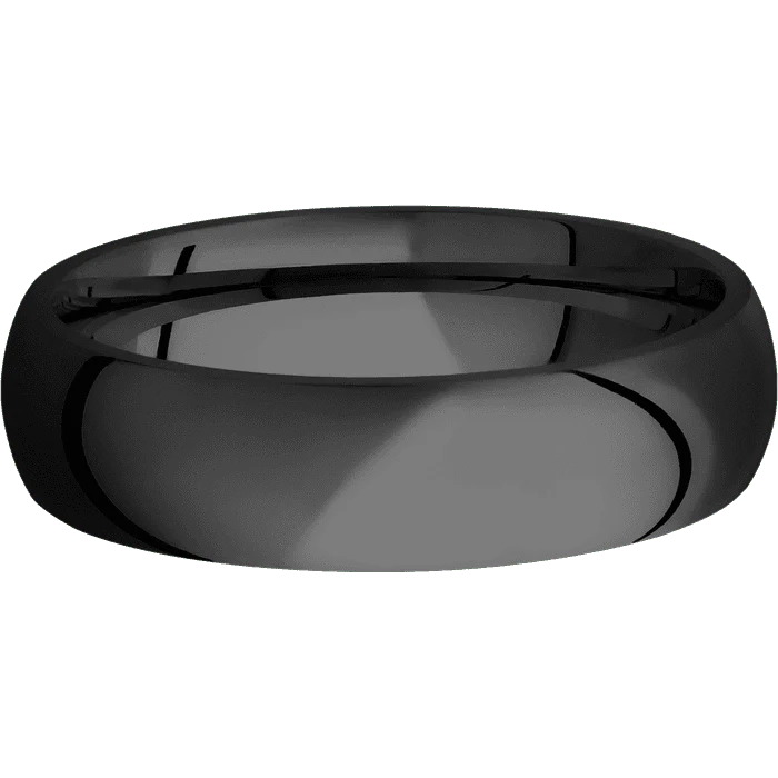 6mm wide Domed Black Titanium Ring with Polish Finish - Image 3