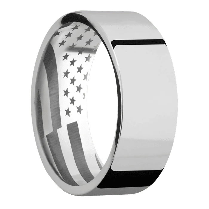 8mm wide Flat Inconel Ring with Polish Finish / None Interior Pattern - Image 2