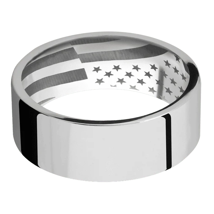 8mm wide Flat Inconel Ring with Polish Finish / None Interior Pattern - Image 3