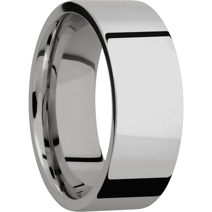 8mm wide Flat Titanium Ring with Polish Finish - Image 2