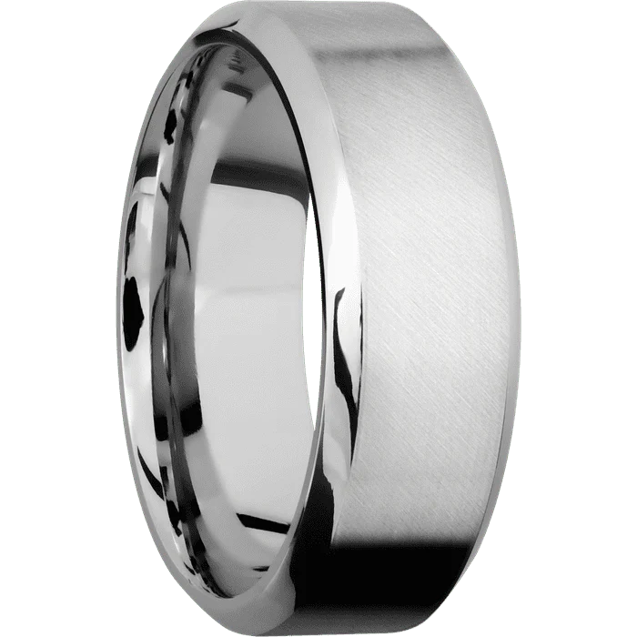 8mm wide High Bevel Palladium Silver Ring with Angle Satin Finish - Image 2