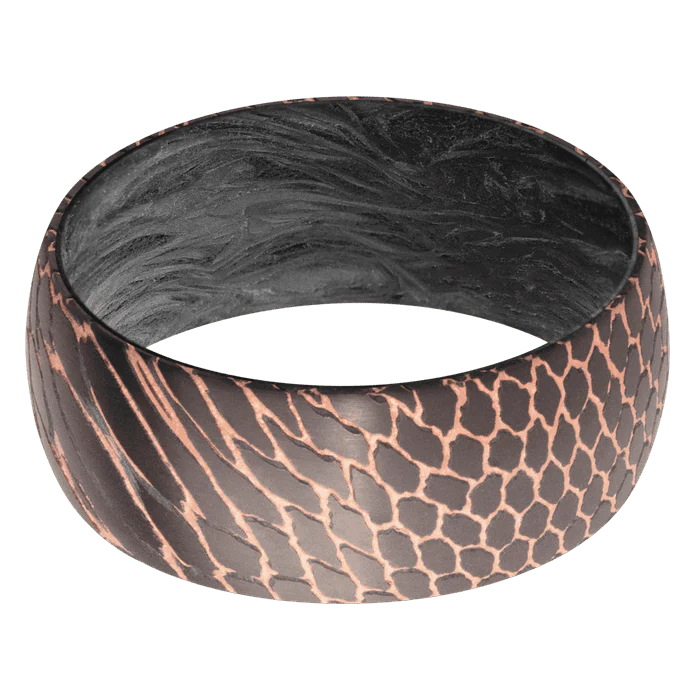 9mm wide Domed Darkened Superconductor Ring with Satin Etched Superconductor Finish / Forged Carbon Fiber Sleeve - Image 3