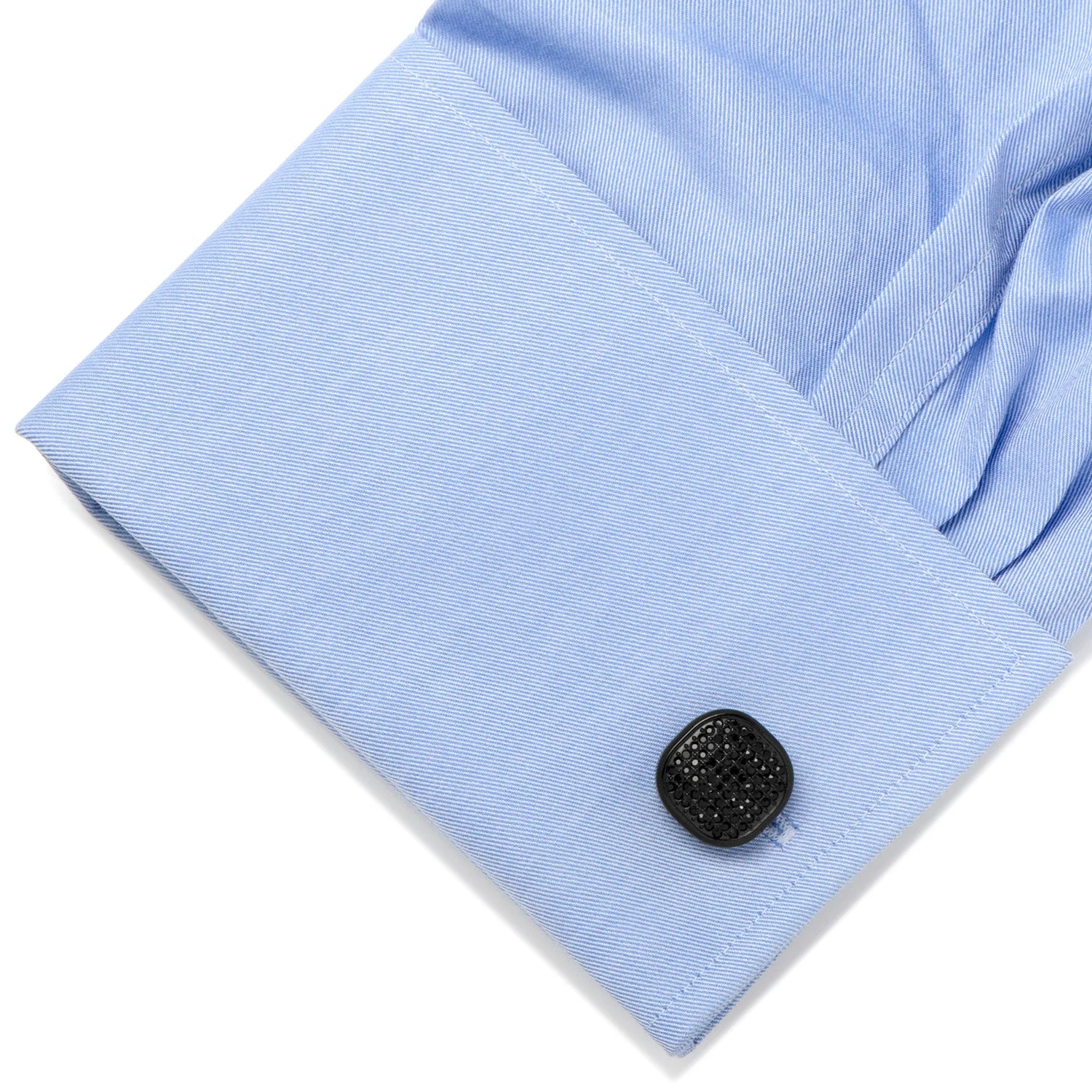 Black Stainless Steel Black Pave Crystal Cufflinks - Image 3
