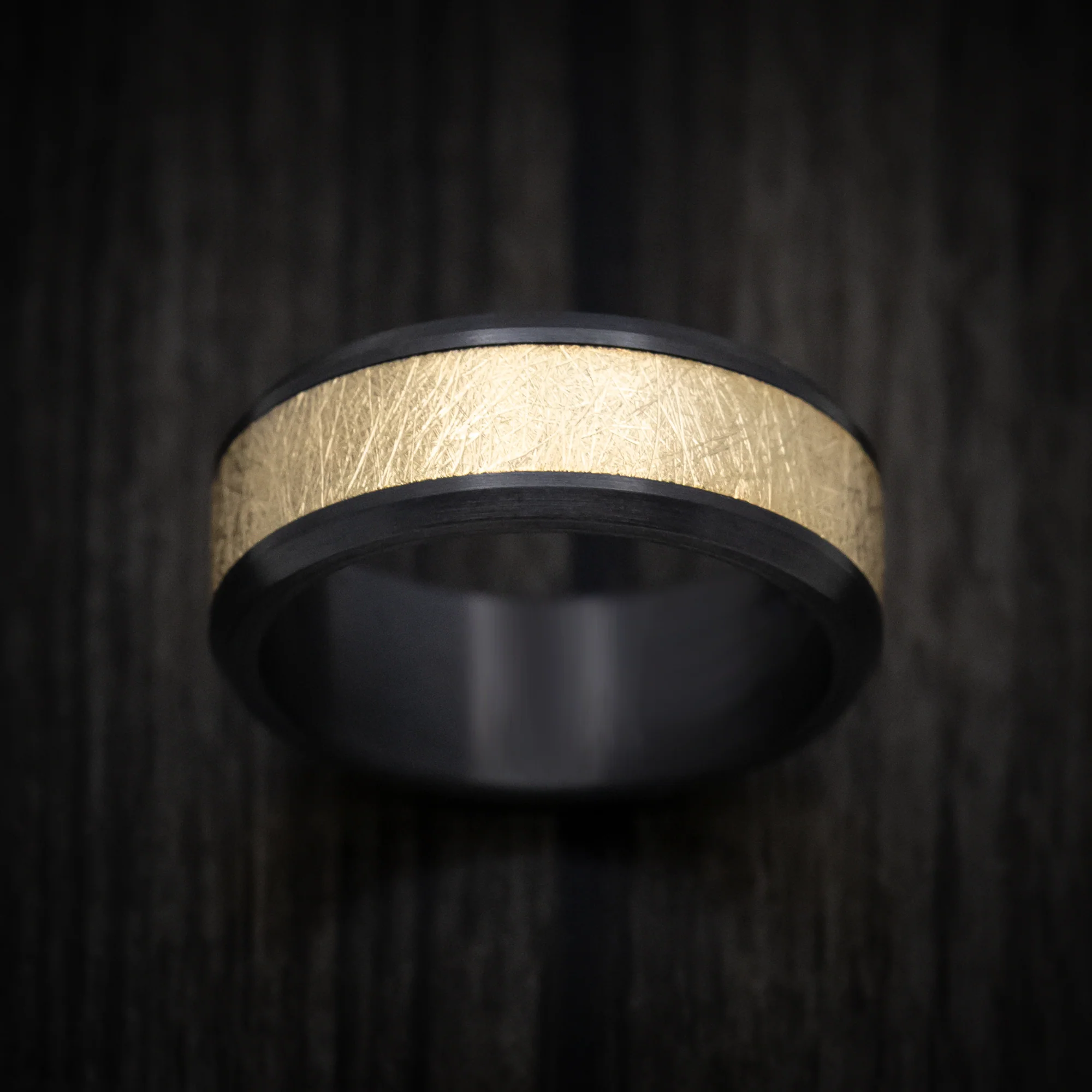Black Titanium and 14K Gold Men's Ring - Image 2