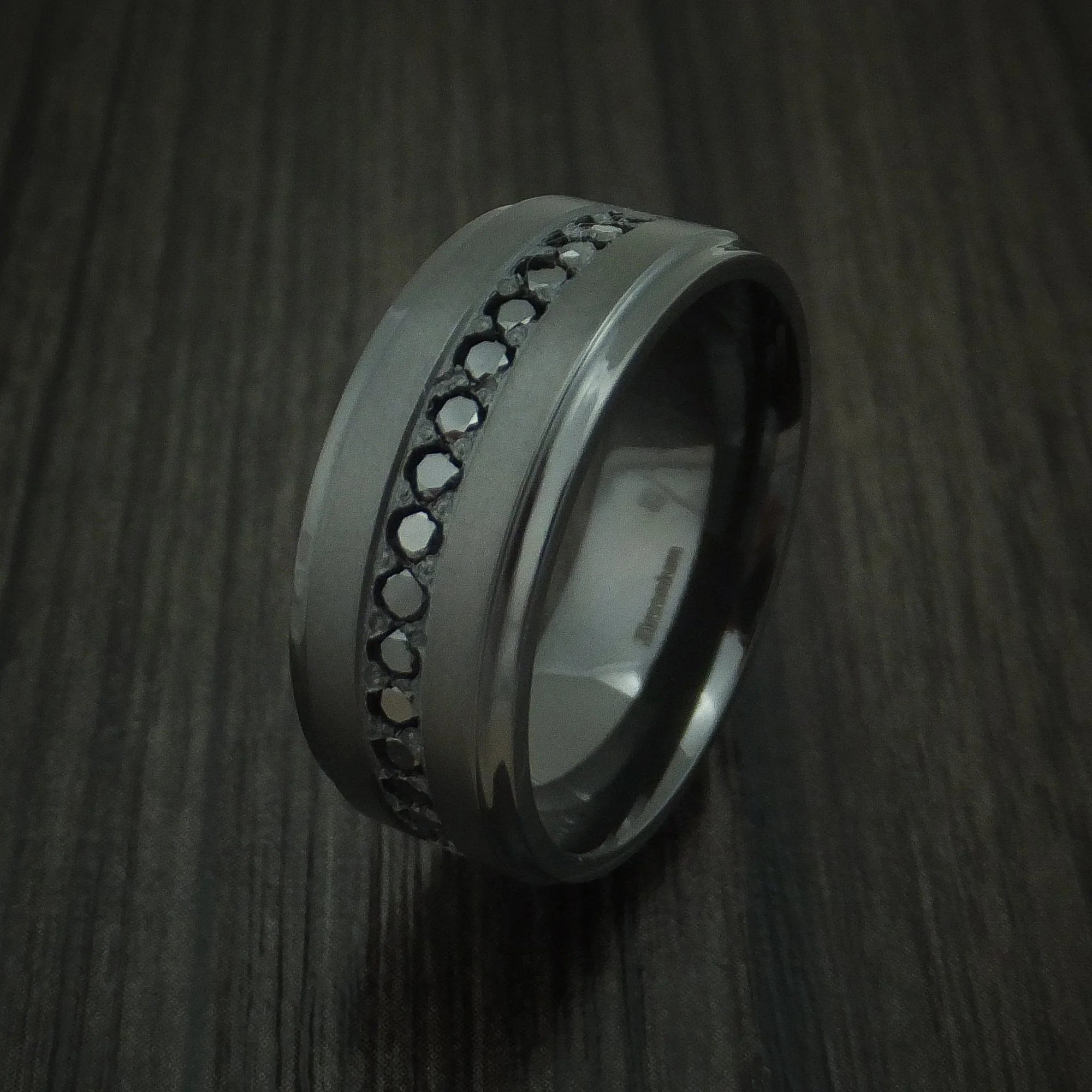 Black Titanium And Black Diamonds Custom Made Men's Ring - Image 4