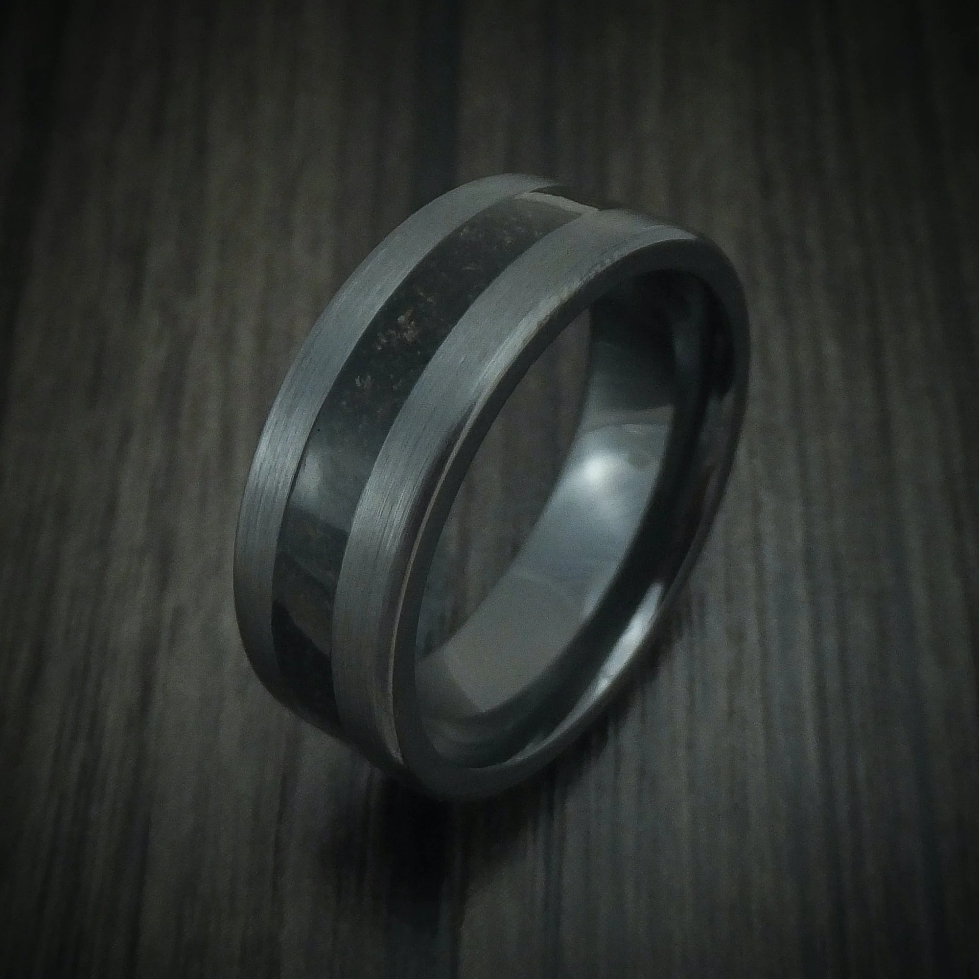 Black Titanium and Dino Bone Men's Ring Custom Made - Image 4