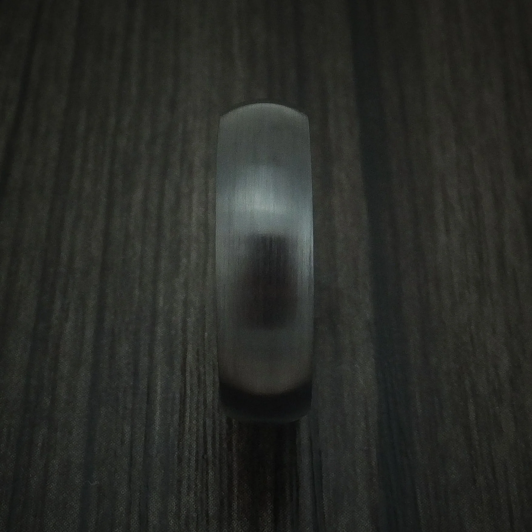 Black Titanium or Black Zirconium Custom Men's Ring with Indigo Wood Hard Wood Sleeve - Image 3