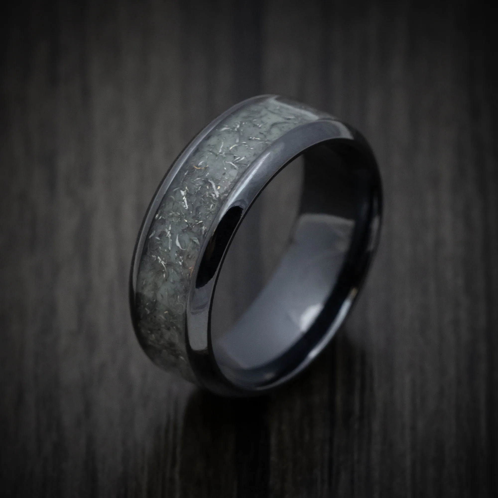 Black Titanium and Men's Ring with Glow Galaxy Inlay Inlays - Image 5